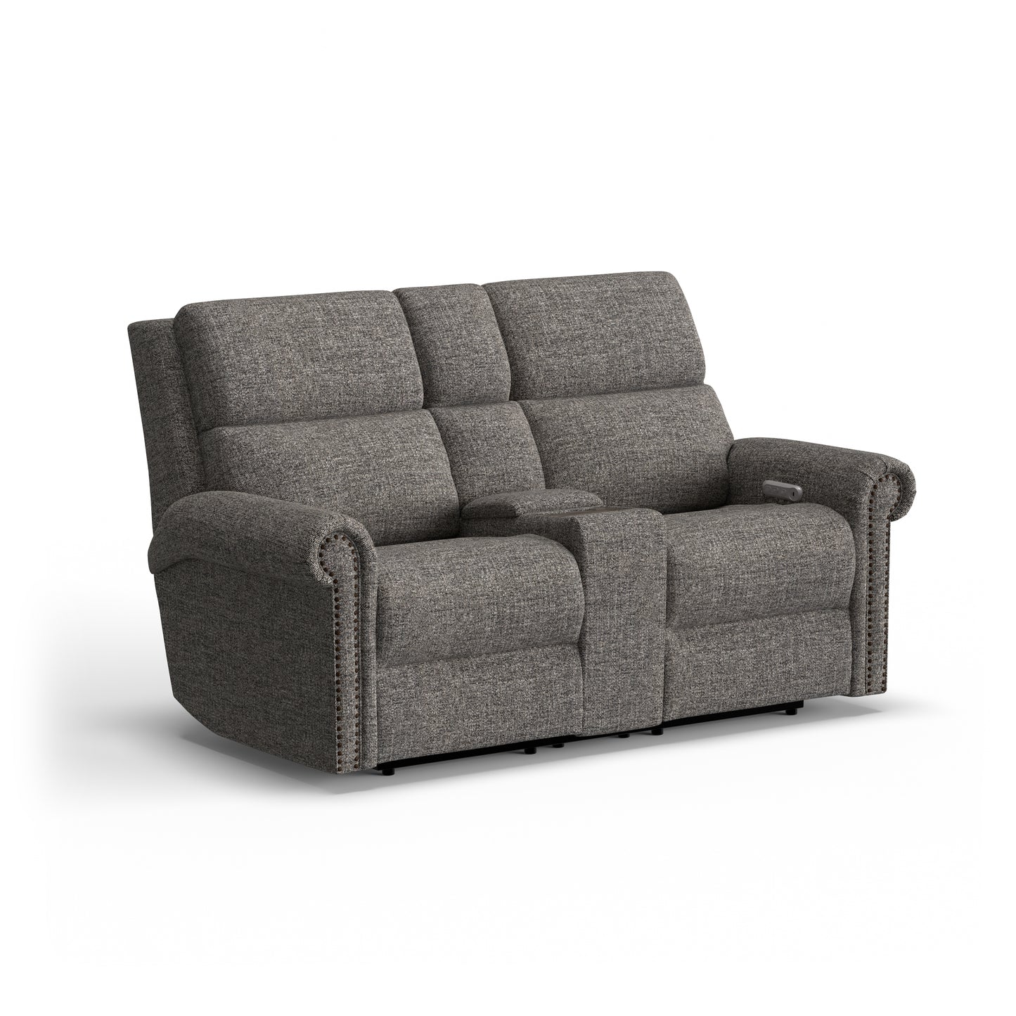 Flexsteel Bernard Power Reclining Loveseat with Console, Power Headrest, & Lumbar
