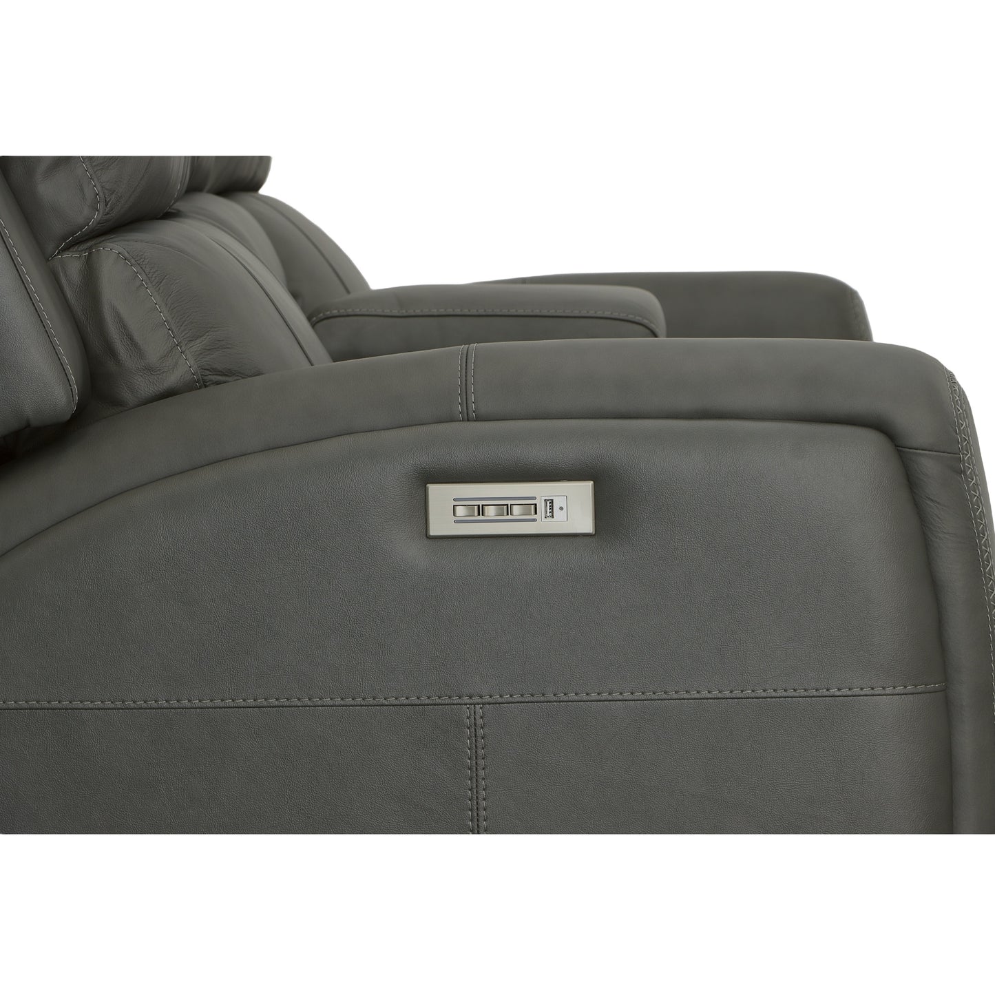 Flexsteel Linden Leather Power Reclining Loveseat with Console & Power Headrests & Lumbar