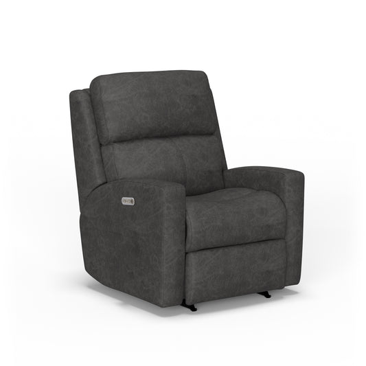 Catalina Leather Power Rocking Recliner with Power Headrest - Black Rock