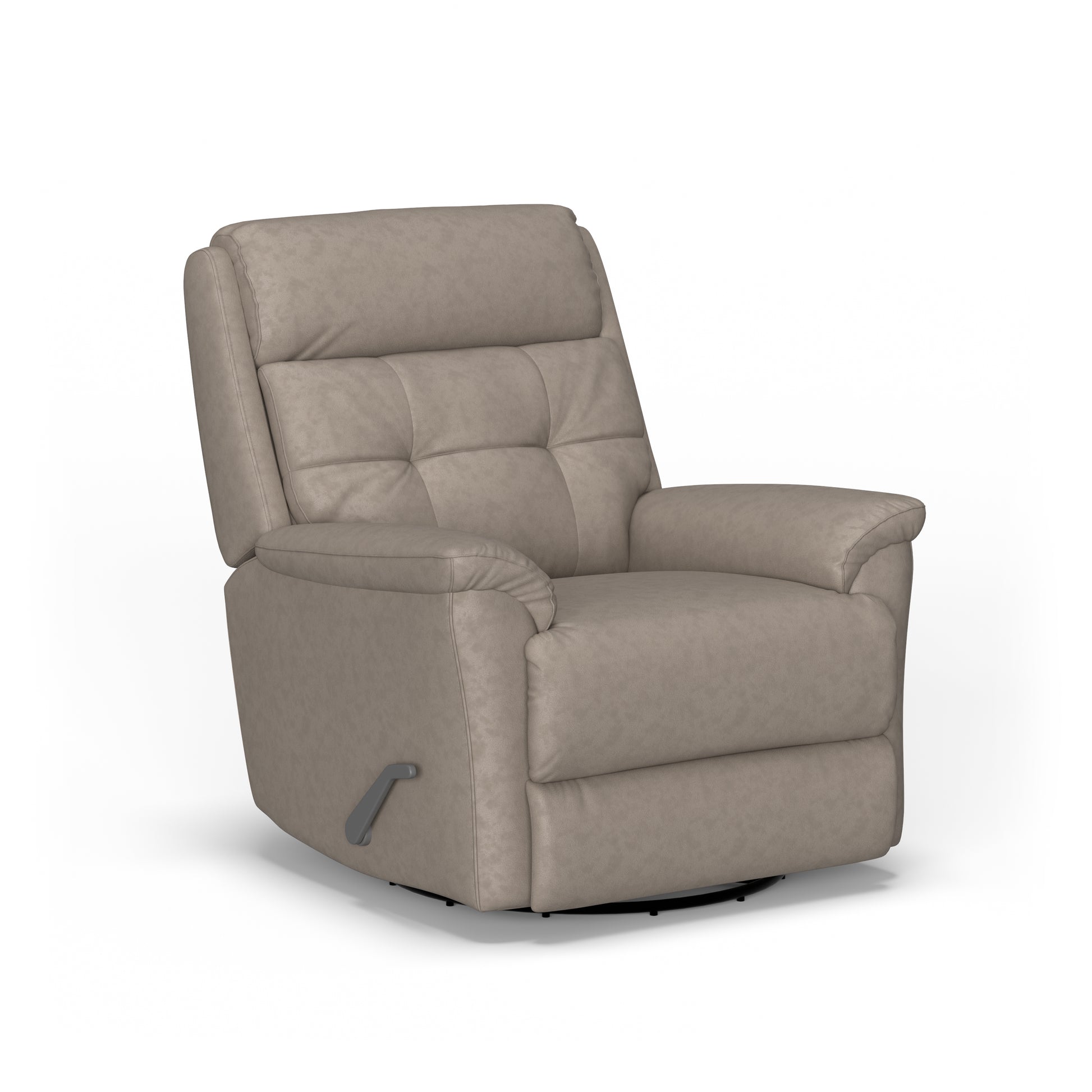Sophisticated Leather Power Swivel Gliding Recliner with Power Headrest & Lumbar - Driftwood