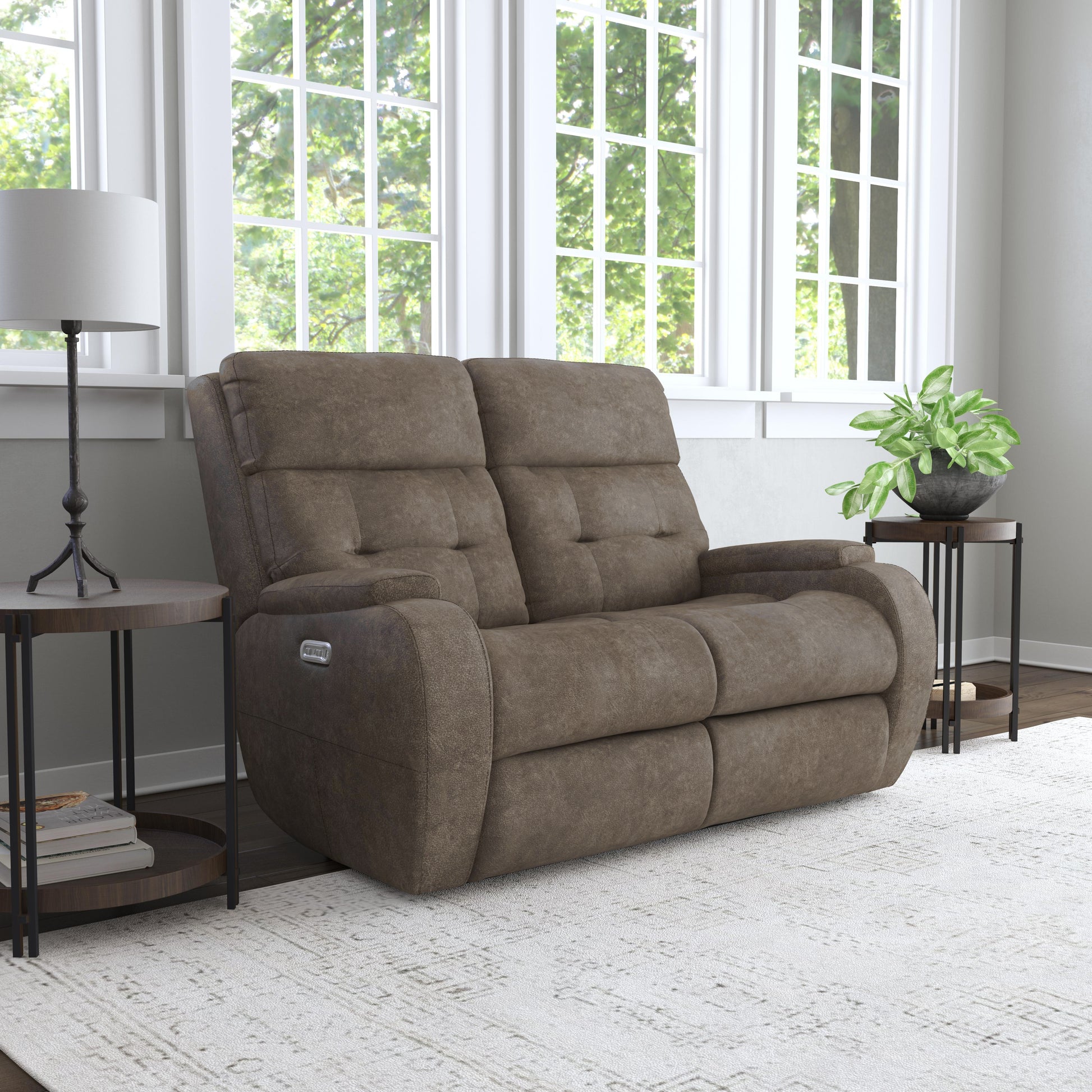 Flexsteel Strait Power Reclining Loveseat with Power Headrests