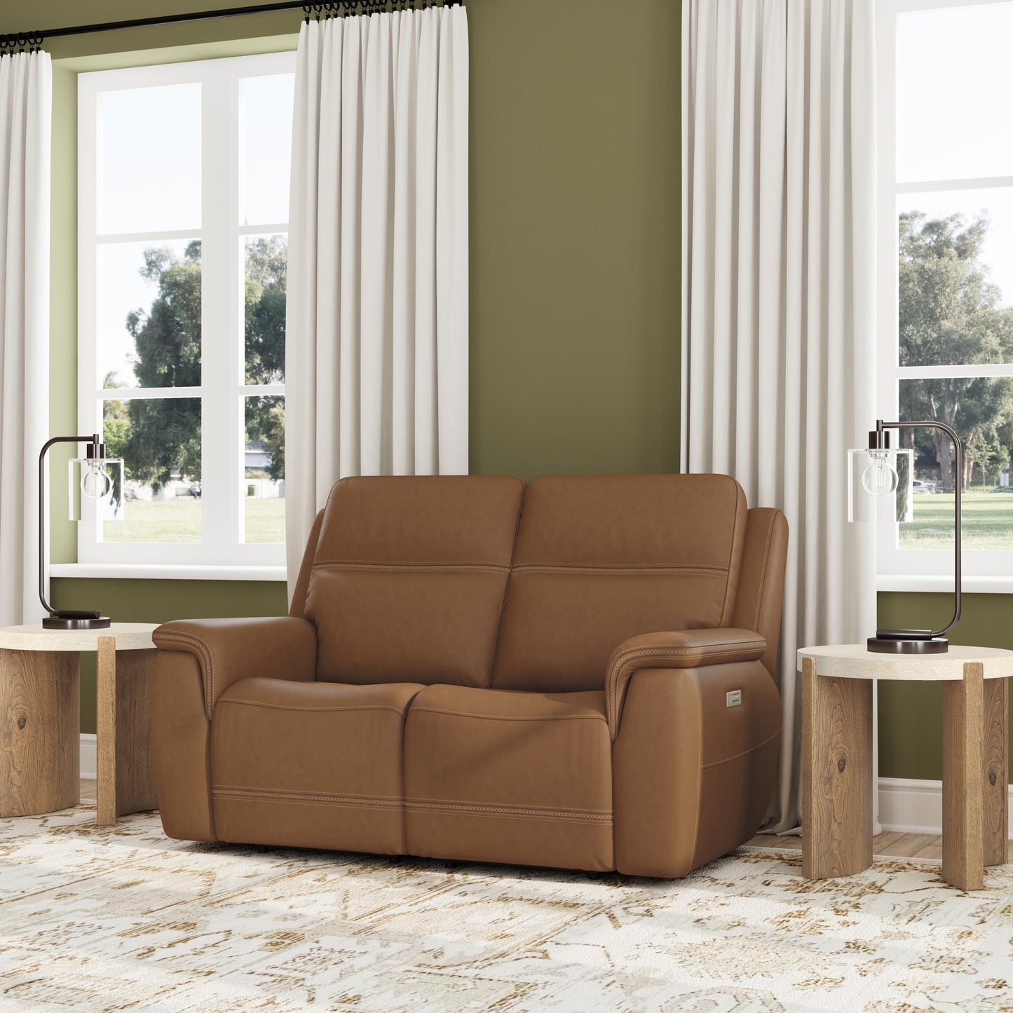 Flexsteel Sawyer Power Reclining Loveseat w/ Pwr Headrests, Lumbar