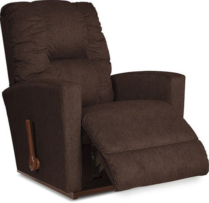 A brown power recliner with a chaise seat and legrest, showing the chair in a reclined position.