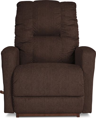 A brown power recliner with a chaise seat and legrest, showing the chair in a reclined position.