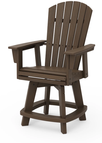 A kona Adirondack-style counter and swivel chair with curved back and arms, designed for outdoor use.