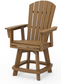 A natural Adirondack-style counter and swivel chair with curved back and arms, designed for outdoor use.