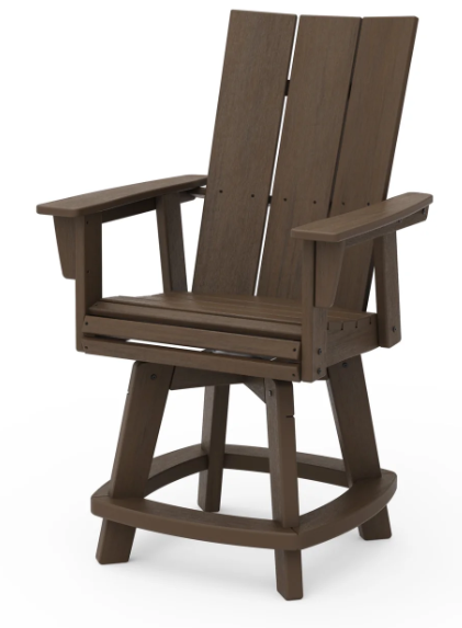 A kona Adirondack-style counter and swivel chair with curved back and arms, designed for outdoor use.