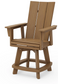 A natural Adirondack-style counter and swivel chair with curved back and arms, designed for outdoor use.