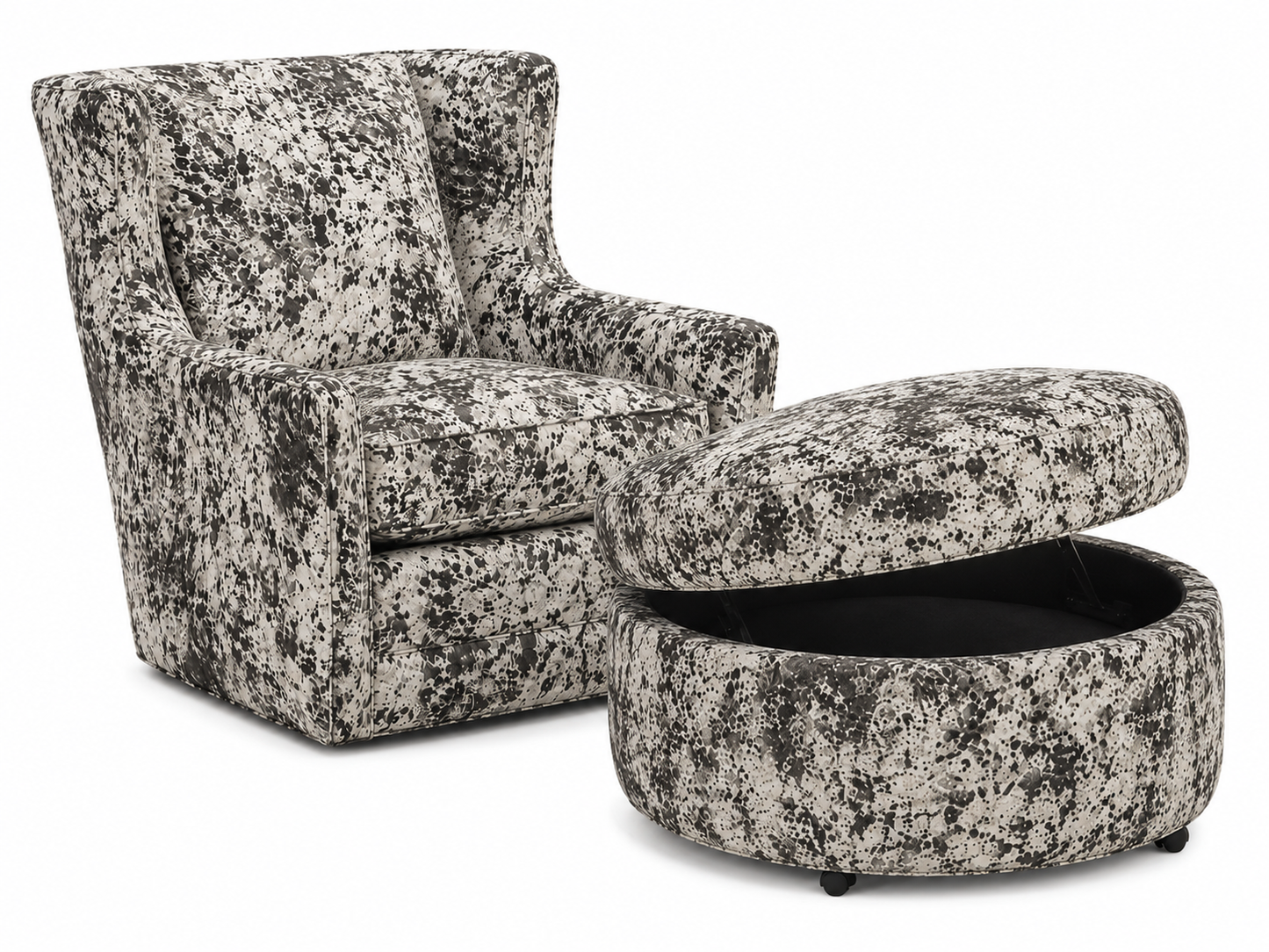 Willow Swivel Chair with Midtown Storage Ottoman