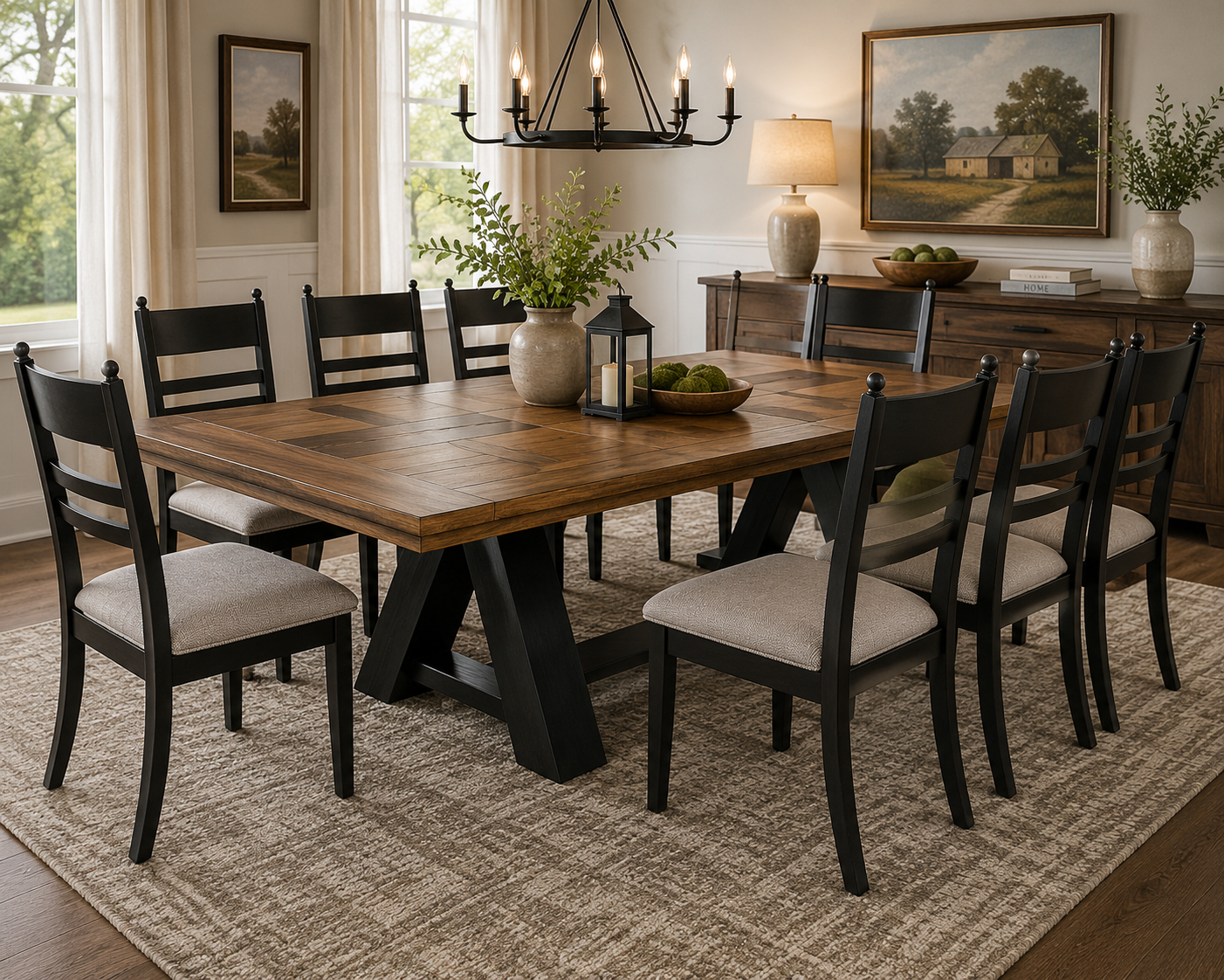 Greddinton Dining Extension Table and 8 Greddinton Dining UPH Side Chair