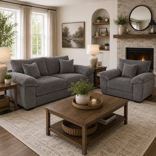Shimmer Sofa & Chair 1/2 Set