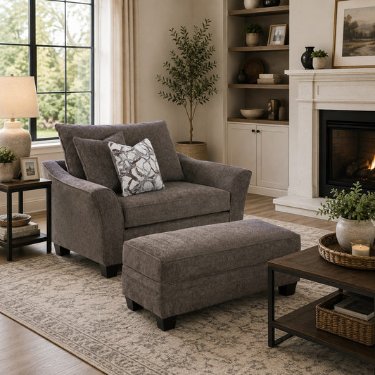 Tiffani Chair & 1/2 and Ottoman