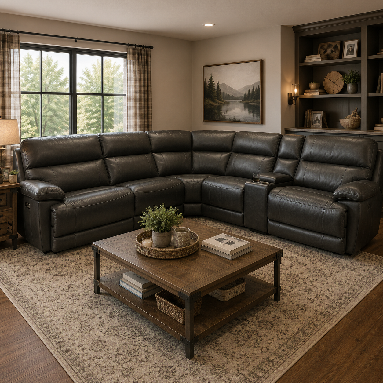 U70696 Leather 6 Pc Sectional