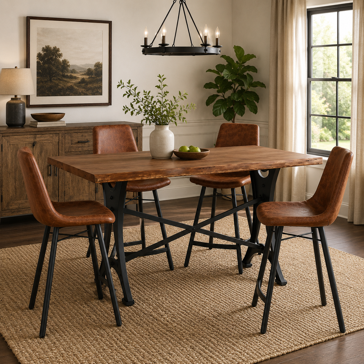 Organic Forge 72" Gathering Table Sam Counter Dining Set