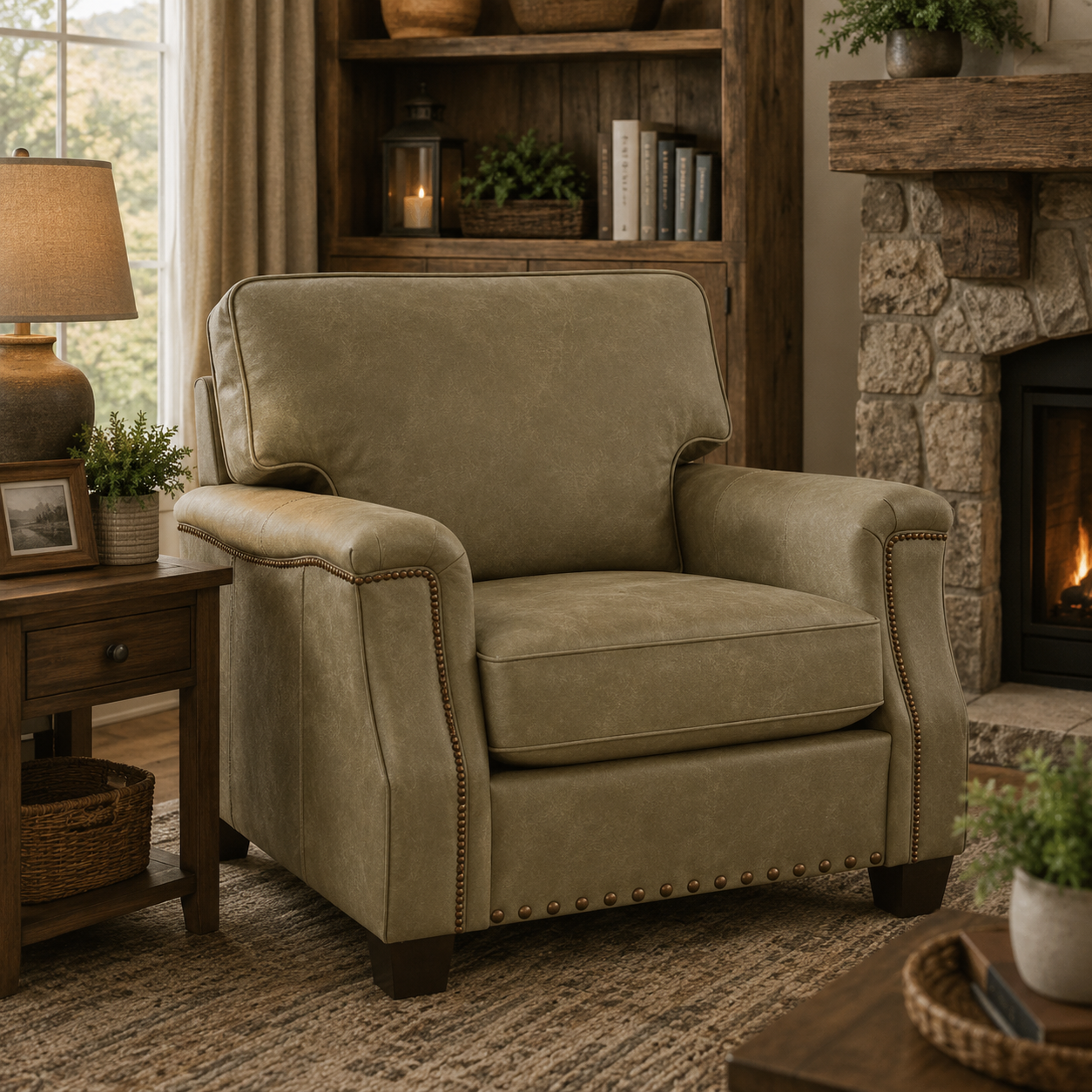 Salem Leather Chair with Nails