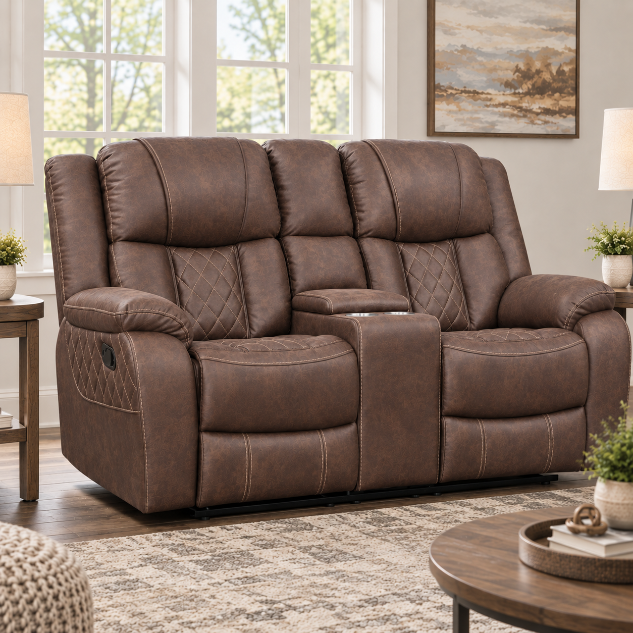 Lux Reclining Console Loveseat