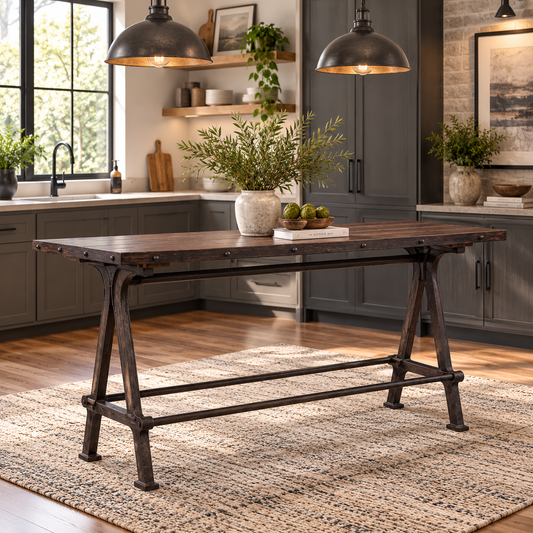 Industrial Teak 66" Gathering Table