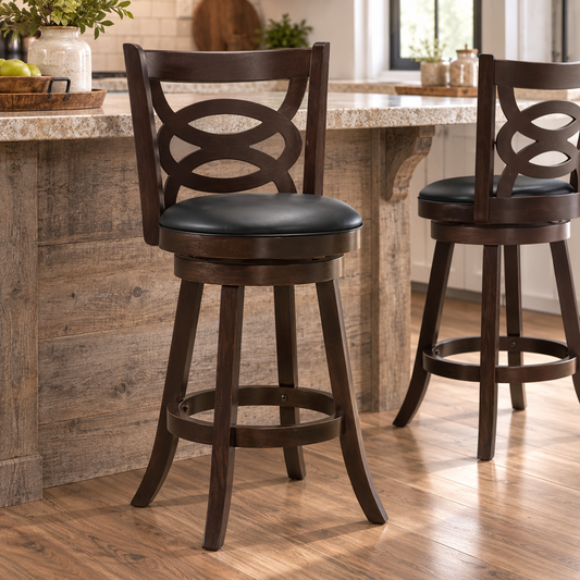Calecita Wood Swivel Bar Chair Cappuccino (Set of 2)
