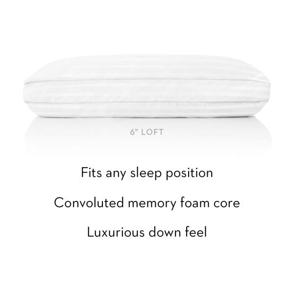 White pillow with '6 LOFT' branding on a white background