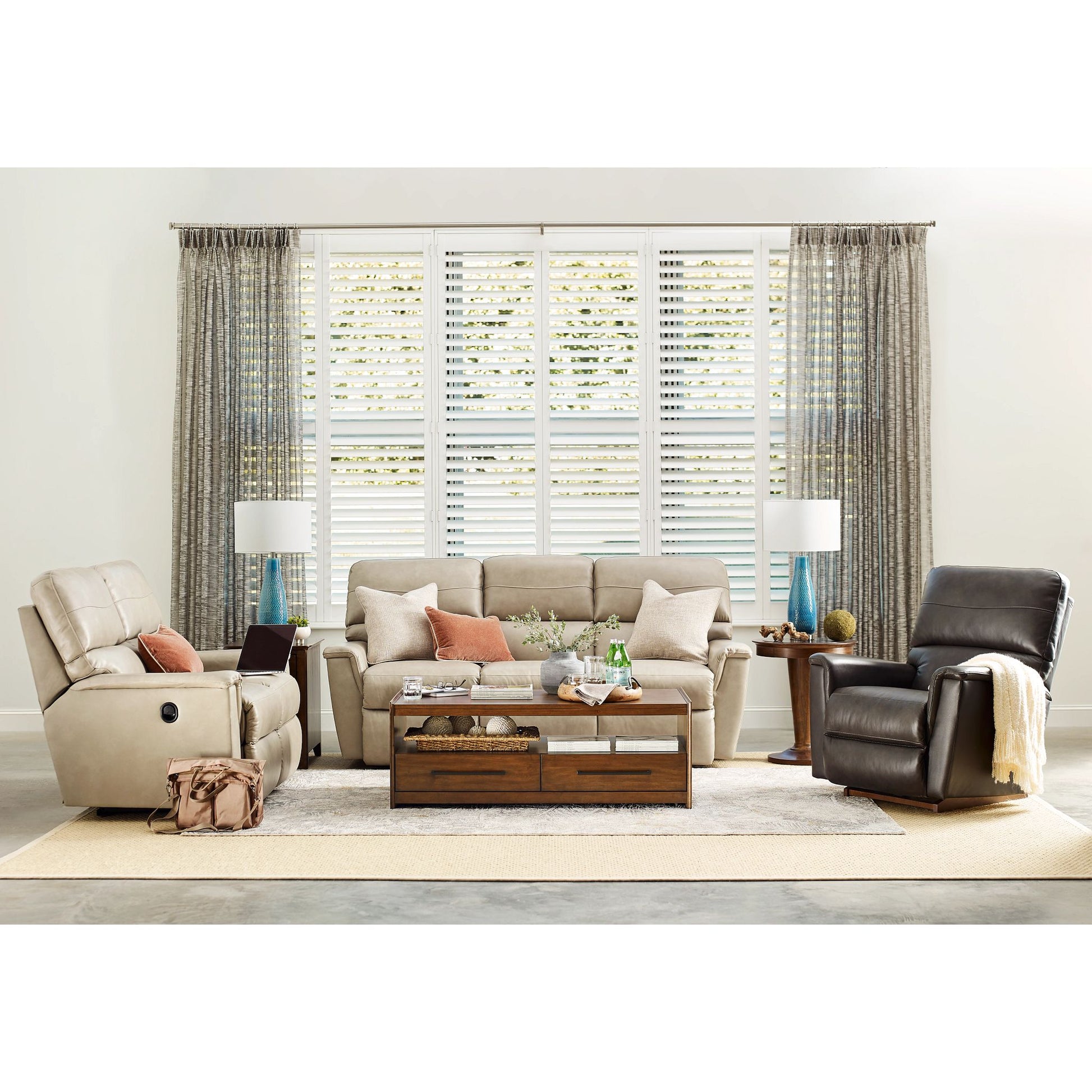 Ava Leather Reclining Sofa — Topflight Ivory — view 33