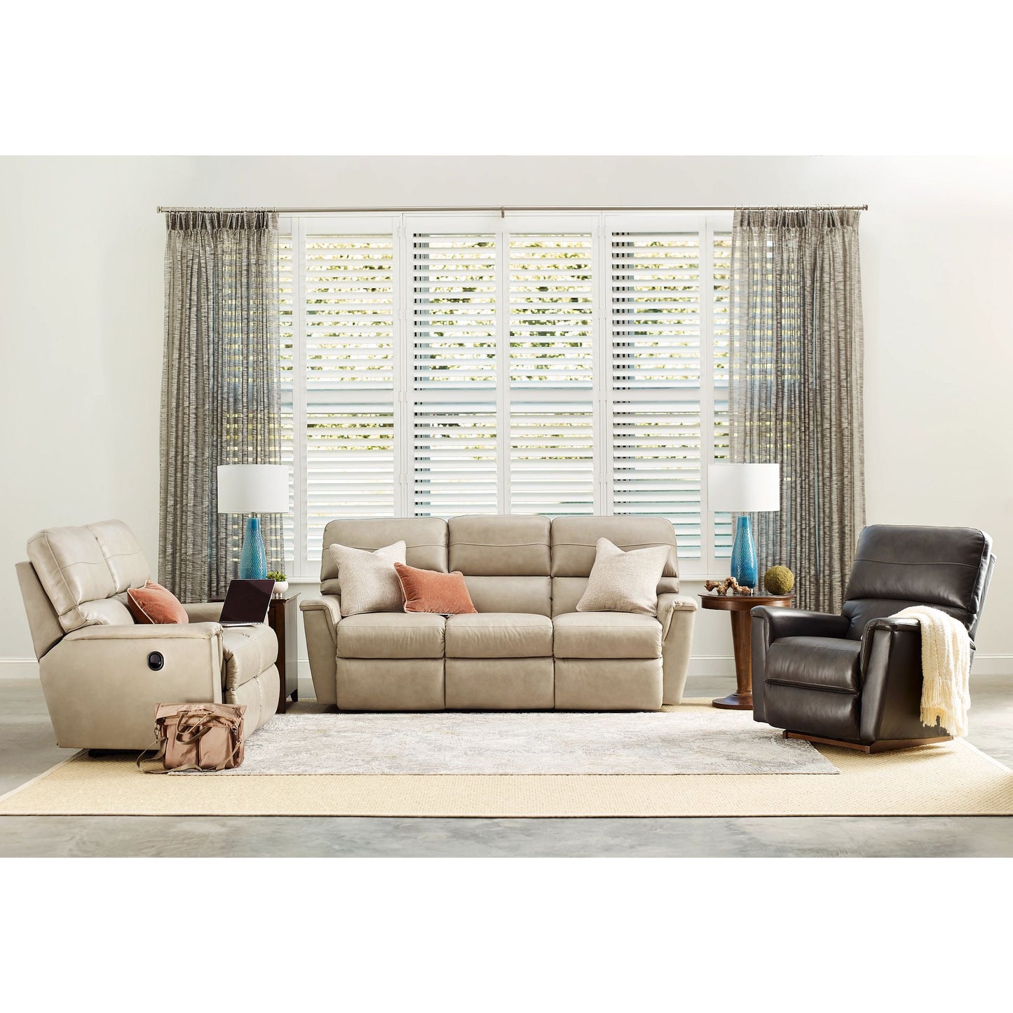 Ava Leather Reclining Sofa — Topflight Ivory — view 34