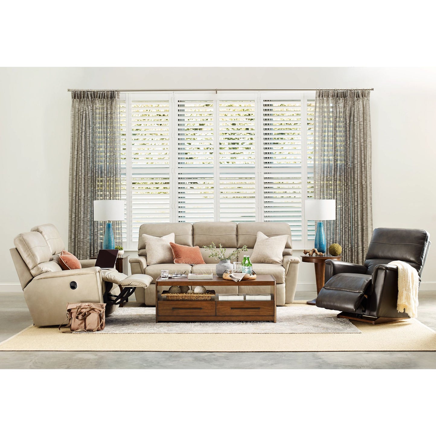 Ava Leather Reclining Sofa — Topflight Ivory — view 31