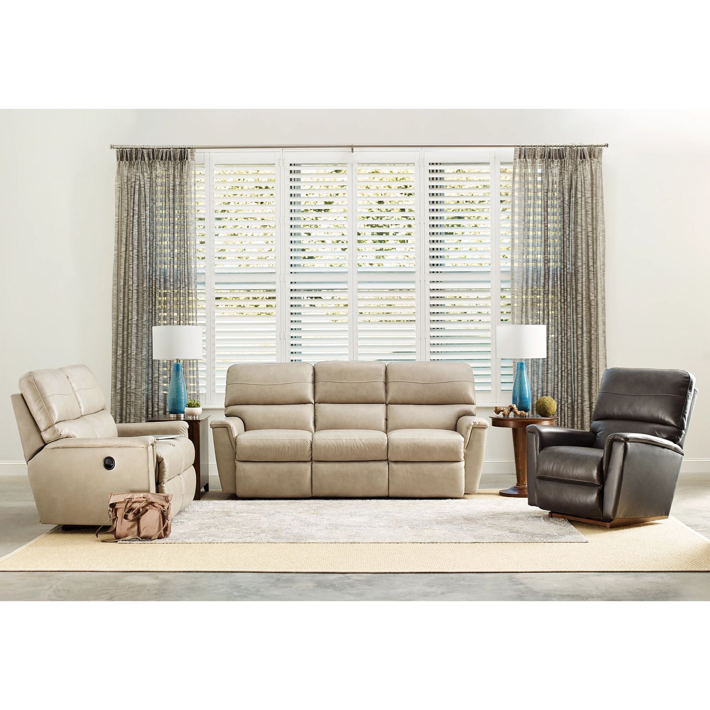 Ava Leather Reclining Sofa — Topflight Ivory — view 29