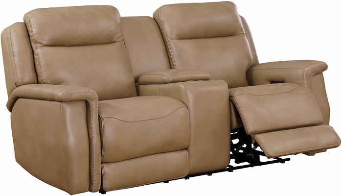 Fischer Power Console Loveseat in Saddle leather by Leather Italia