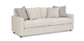 Beige sofa with decorative pillows on a white background