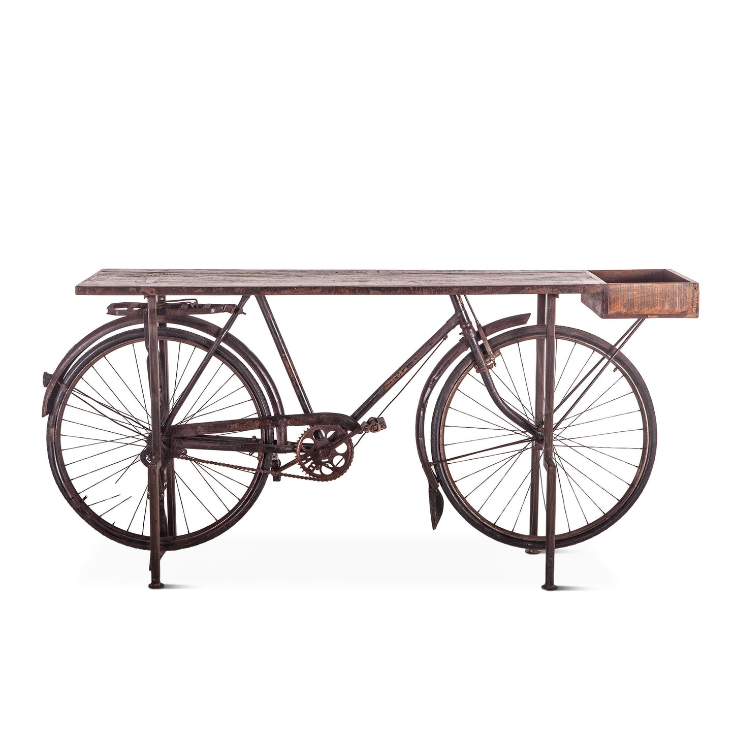 Industrial Teak 71" Bicycle Console Table