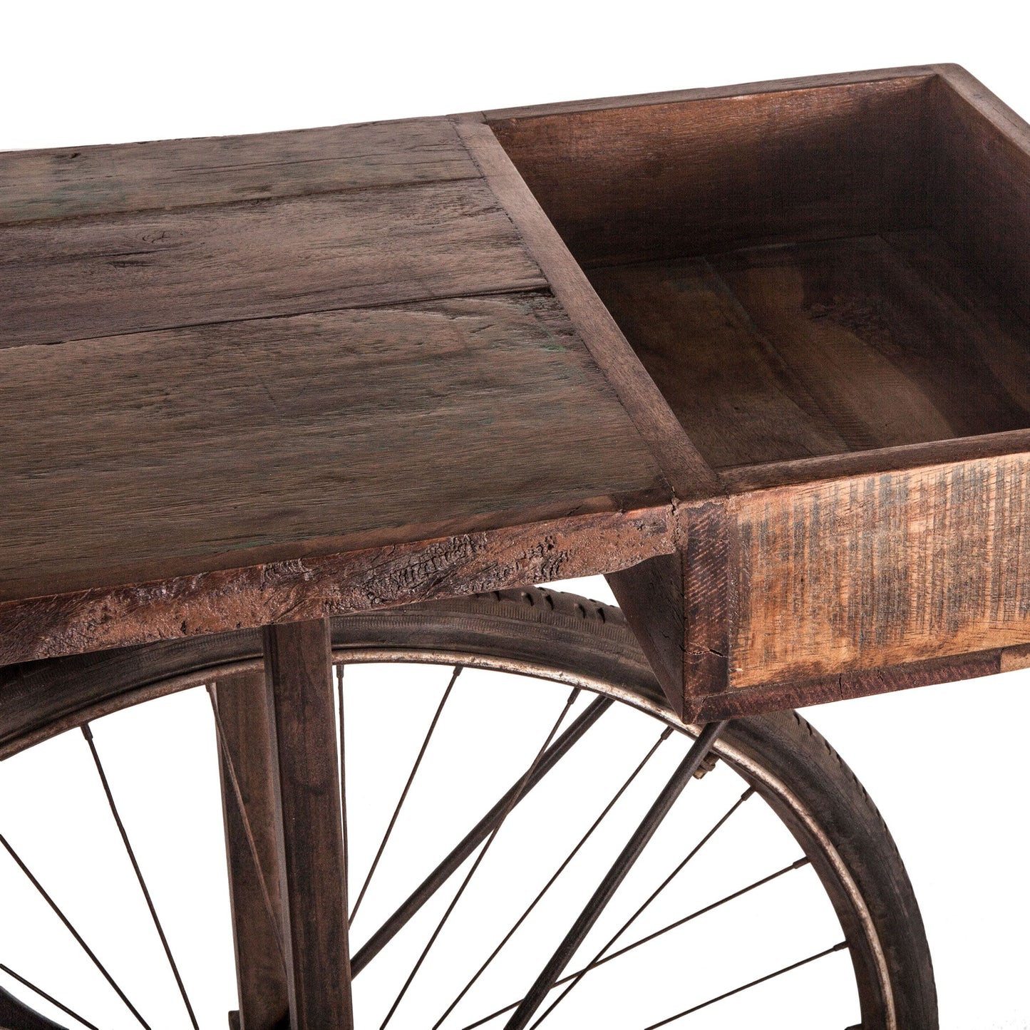 Industrial Teak 71" Bicycle Console Table