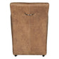 Brown leather ottoman with a handle on a white background