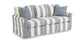 Striped sofa with blue and white pattern on a white background