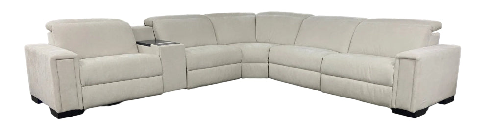 White sectional sofa in a showroom setting 