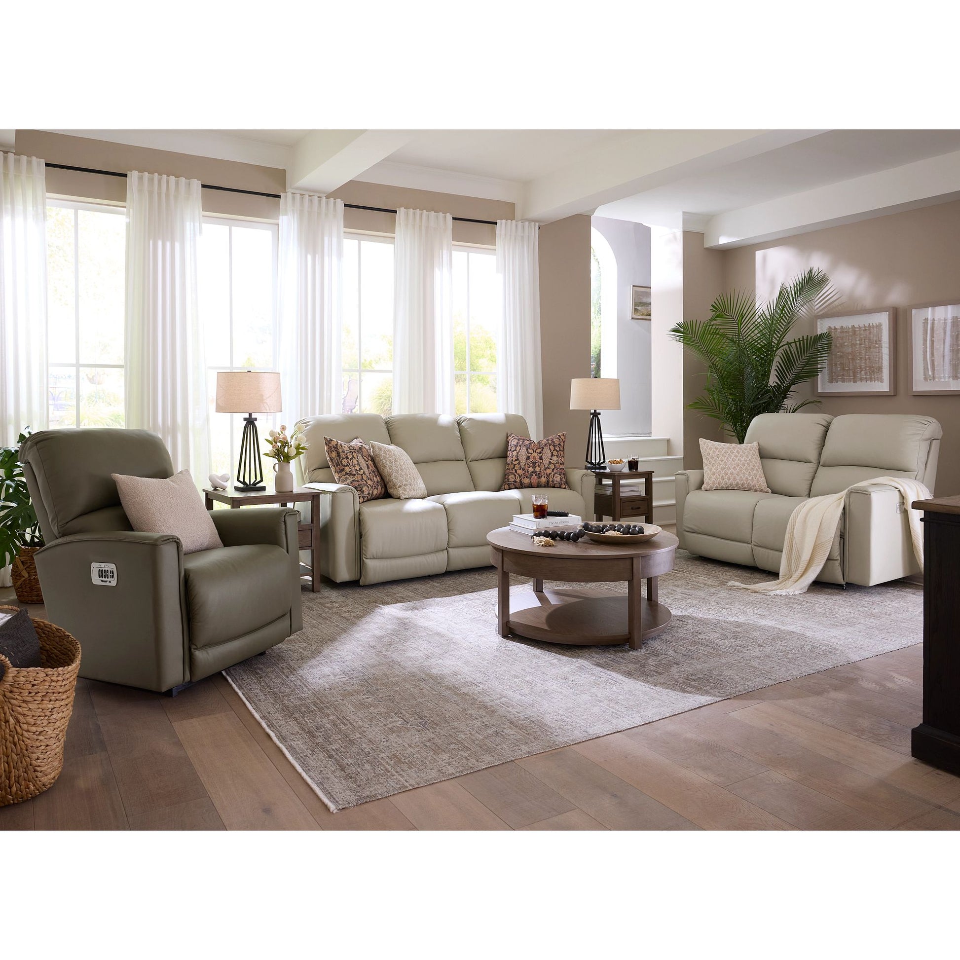 Cade Leather Reclining Sofa — Gambit Oyster — view 36