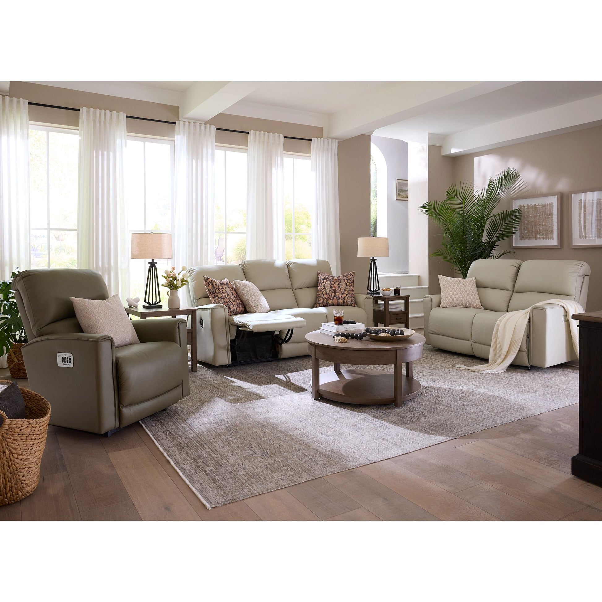 Cade Leather Reclining Sofa — Gambit Oyster — view 37