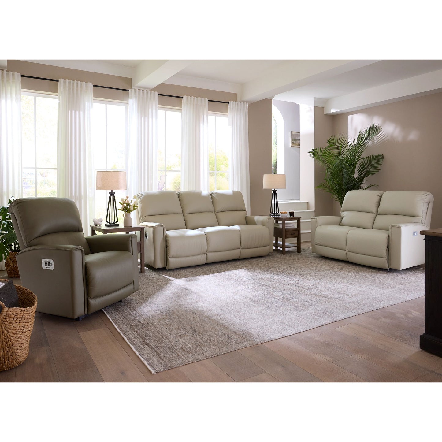 Cade Leather Reclining Sofa — Gambit Oyster — view 38