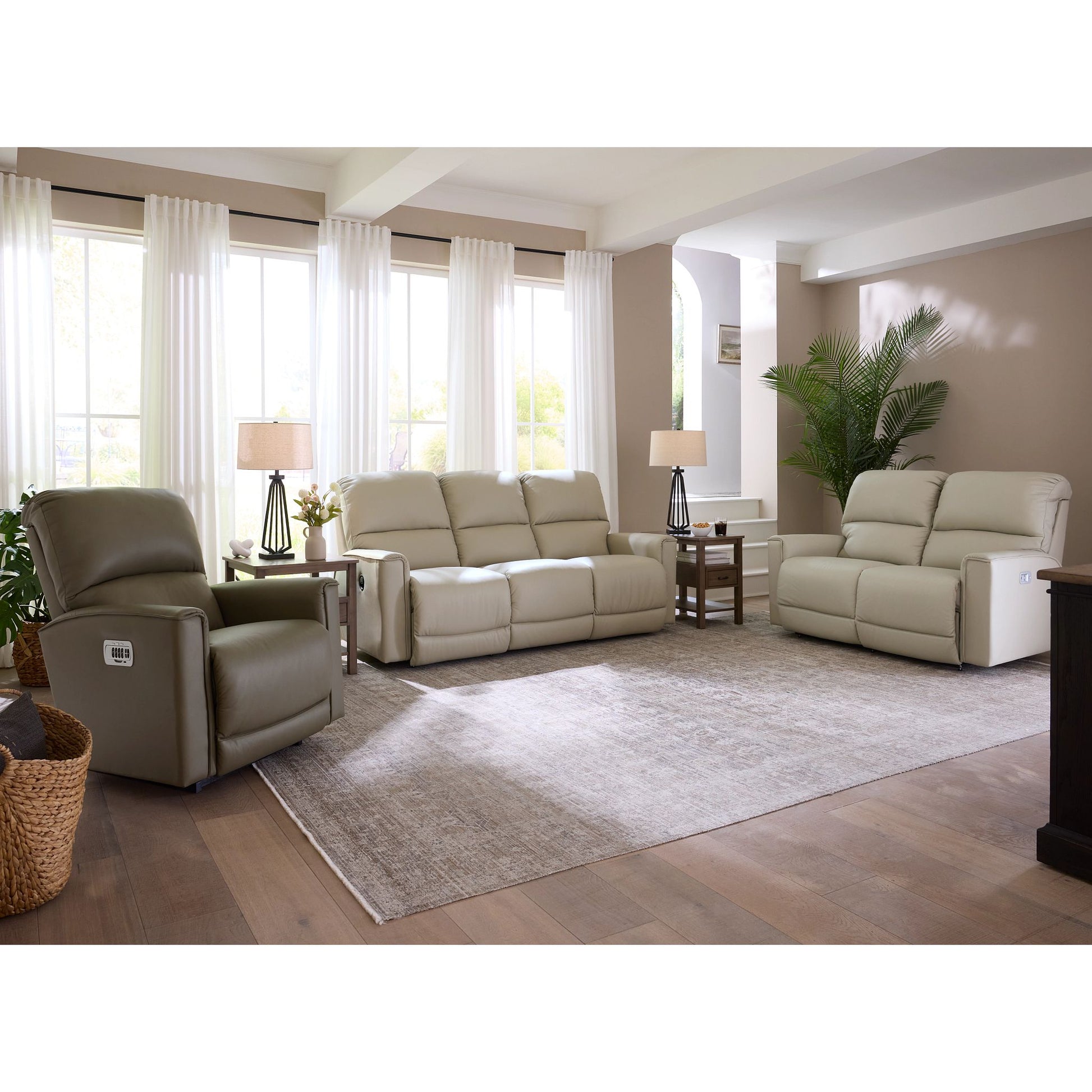 Cade Leather Reclining Sofa — Gambit Oyster — view 38