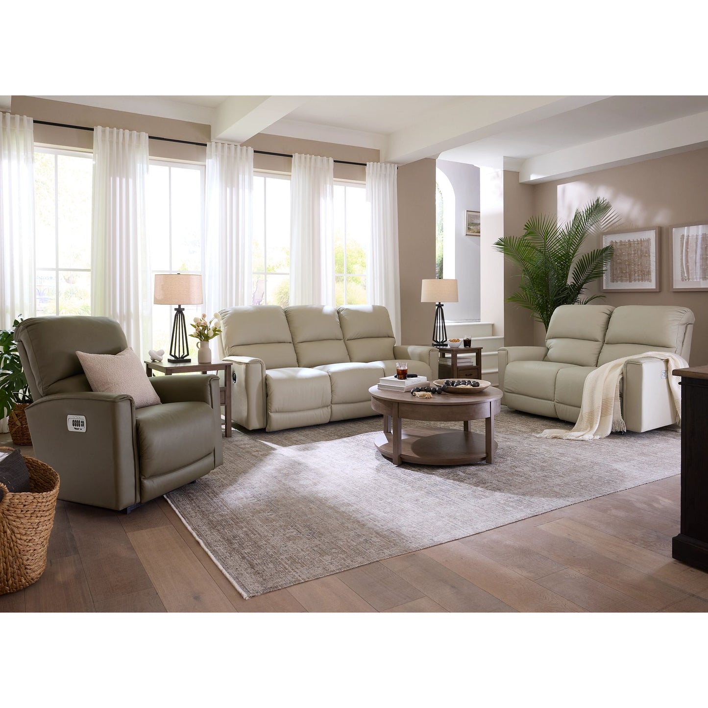 Cade Leather Reclining Sofa — Gambit Oyster — view 39
