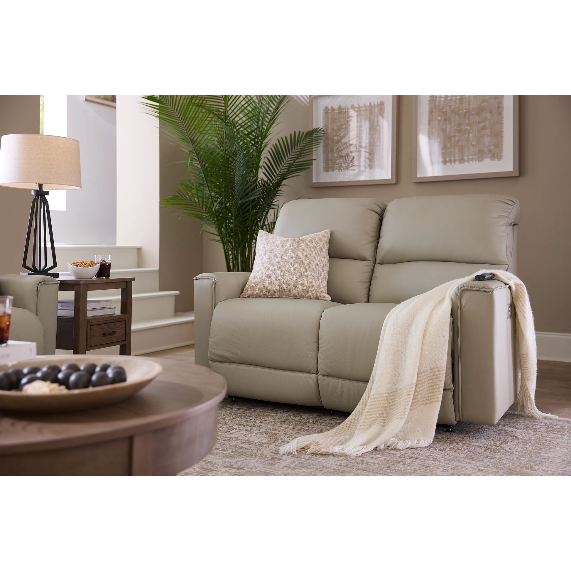 Cade Leather Reclining Sofa — Gambit Oyster — view 40