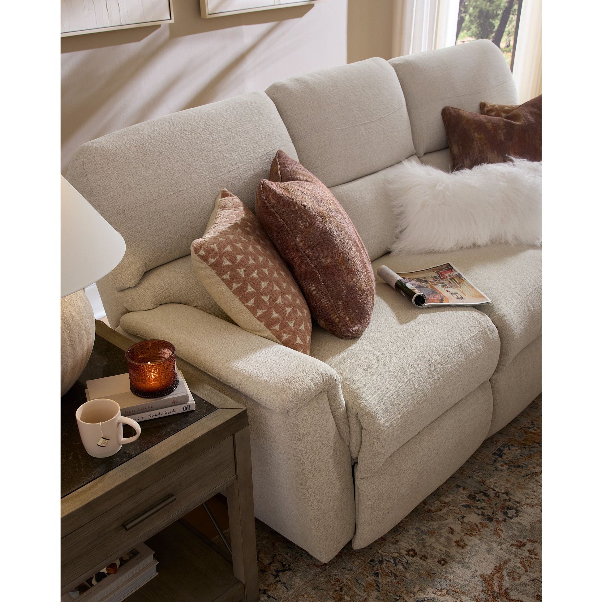 Ava Reclining Sofa — Ross Linen — view 45