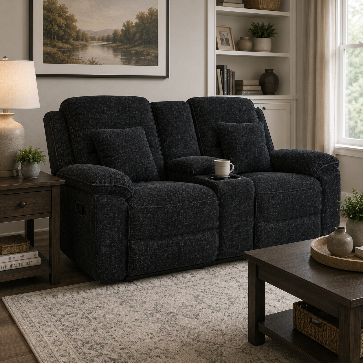 QS70718 Reclining Loveseat with Console