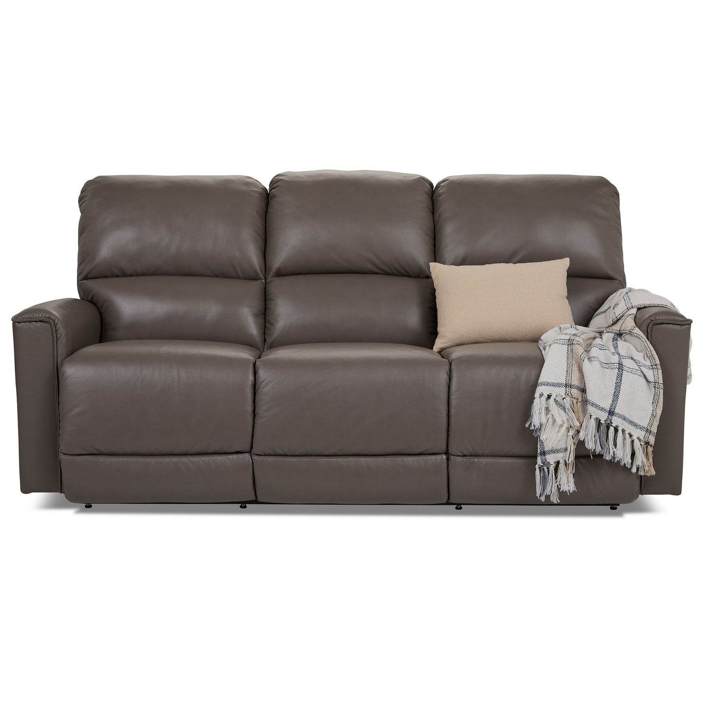 Cade Leather Reclining Sofa — Cozy Match Putty — view 26