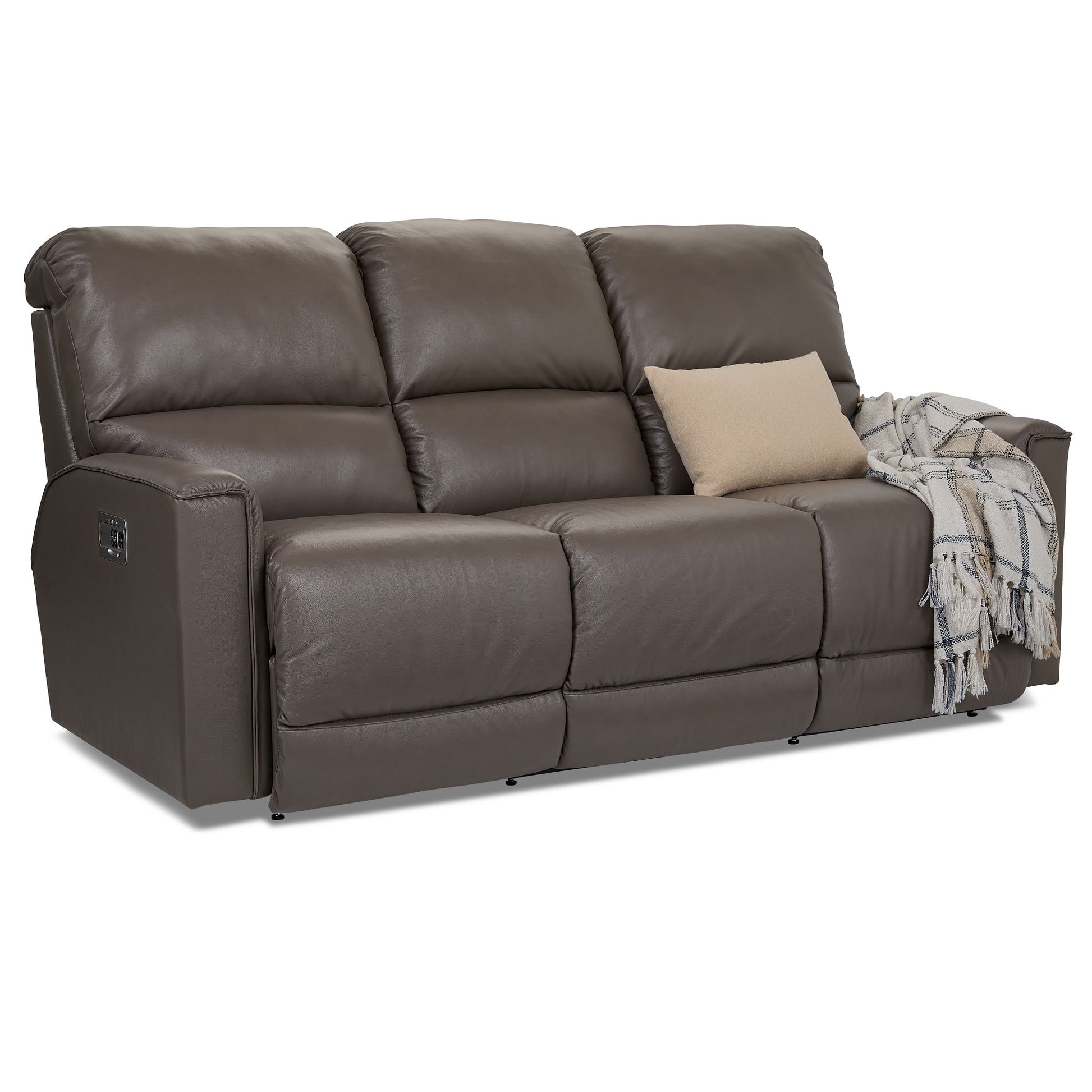 Cade Leather Reclining Sofa — Cozy Match Putty — view 34