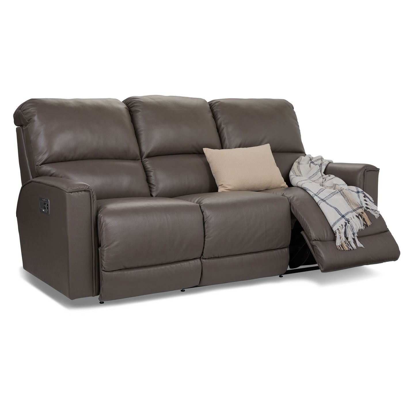 Cade Leather Reclining Sofa — Cozy Match Putty — view 24