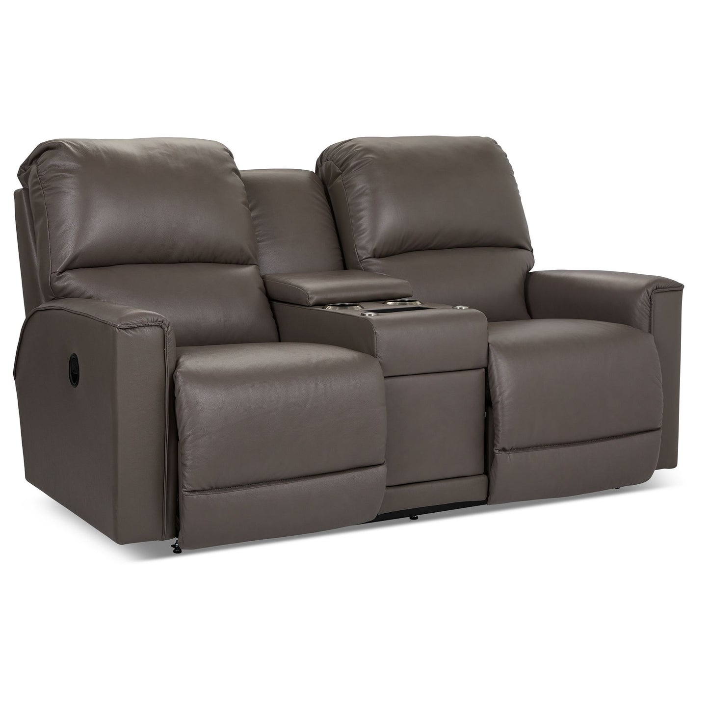 Cade Leather Reclining Loveseat — Cozy Match Putty