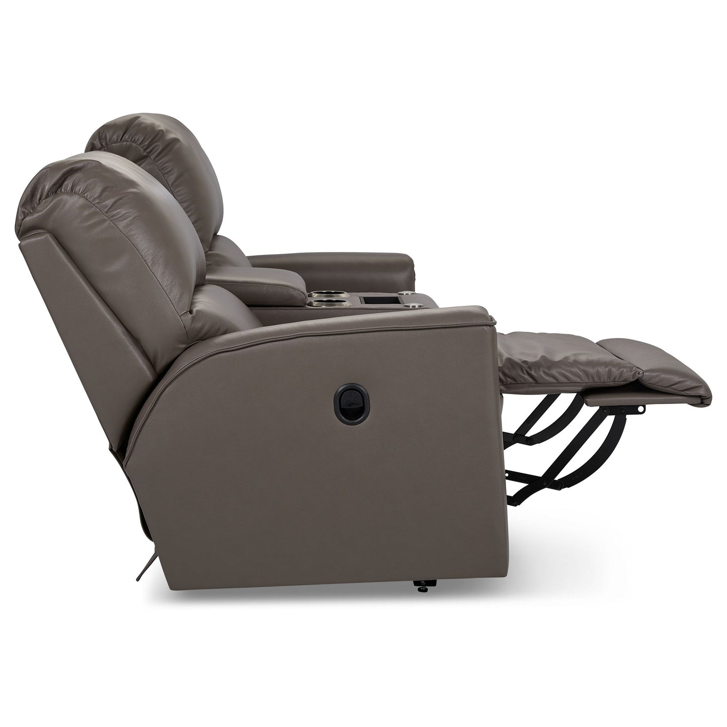 Cade Leather Reclining Loveseat — Cozy Match Putty — view 11
