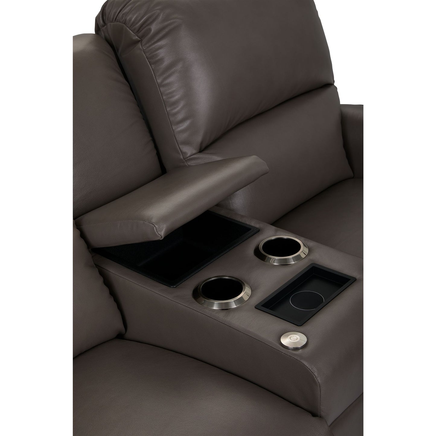 Cade Leather Reclining Loveseat — Cozy Match Putty — view 10