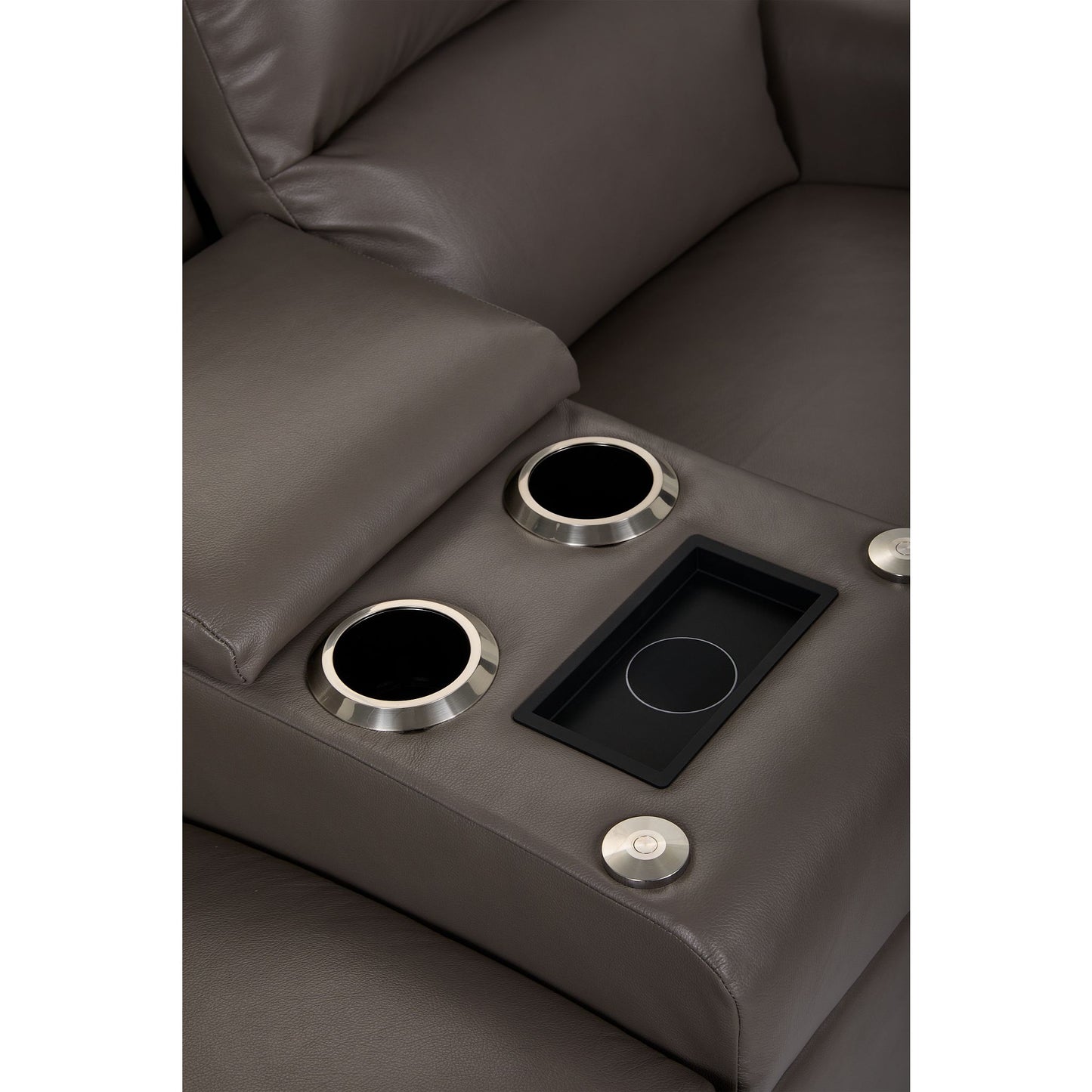 Cade Leather Reclining Loveseat — Cozy Match Putty — view 3