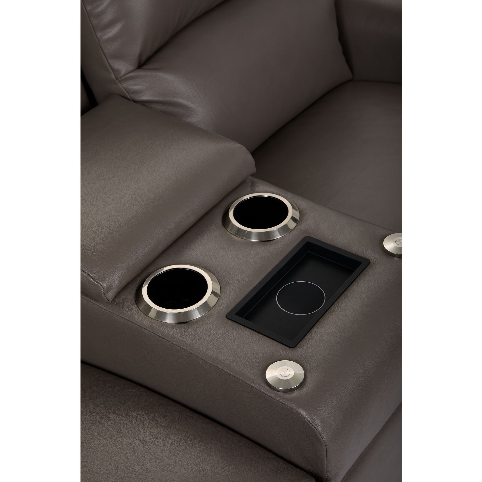 Cade Leather Reclining Loveseat — Cozy Match Putty — view 3